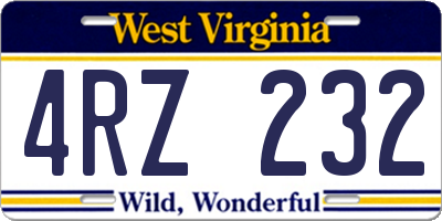 WV license plate 4RZ232
