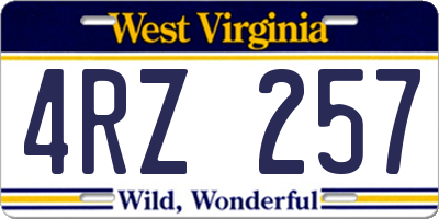 WV license plate 4RZ257