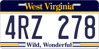 WV license plate 4RZ278