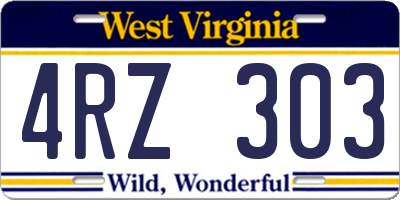 WV license plate 4RZ303