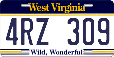 WV license plate 4RZ309