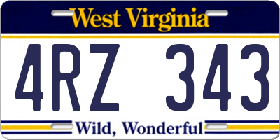WV license plate 4RZ343