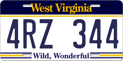 WV license plate 4RZ344