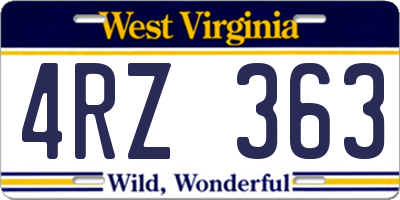 WV license plate 4RZ363