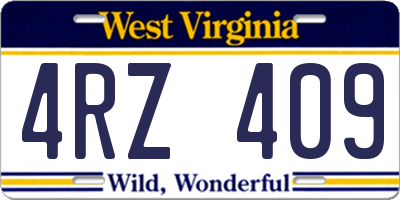 WV license plate 4RZ409