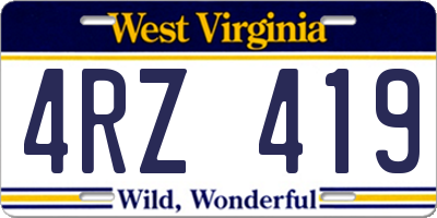 WV license plate 4RZ419
