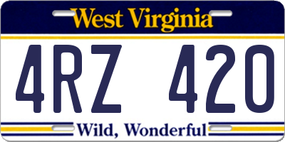 WV license plate 4RZ420