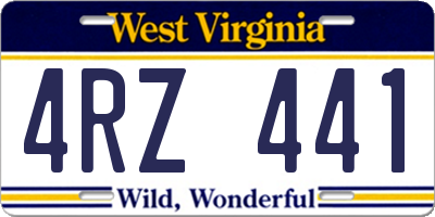 WV license plate 4RZ441