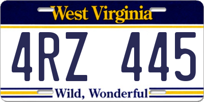 WV license plate 4RZ445