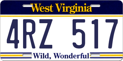 WV license plate 4RZ517