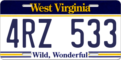 WV license plate 4RZ533