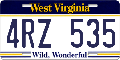 WV license plate 4RZ535