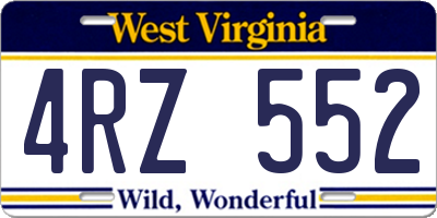 WV license plate 4RZ552
