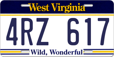 WV license plate 4RZ617