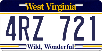 WV license plate 4RZ721