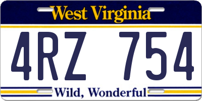 WV license plate 4RZ754