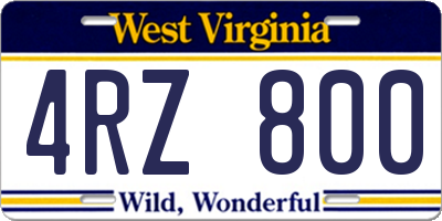 WV license plate 4RZ800