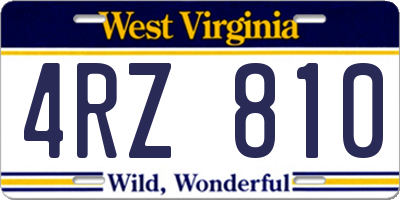 WV license plate 4RZ810