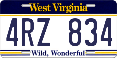 WV license plate 4RZ834