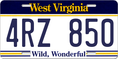 WV license plate 4RZ850