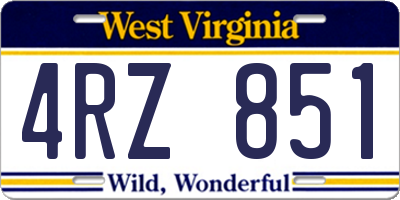 WV license plate 4RZ851