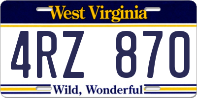 WV license plate 4RZ870