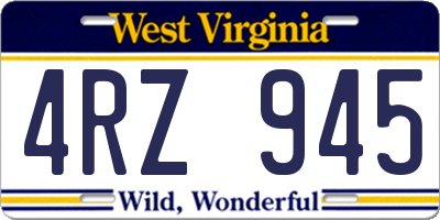 WV license plate 4RZ945