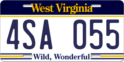 WV license plate 4SA055