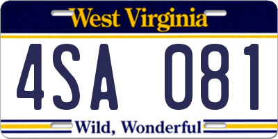WV license plate 4SA081