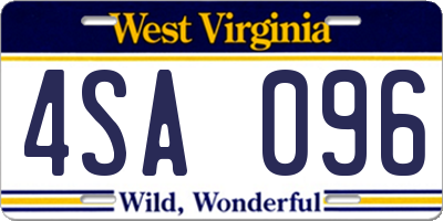 WV license plate 4SA096