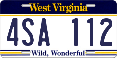 WV license plate 4SA112