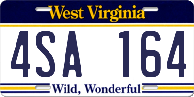 WV license plate 4SA164
