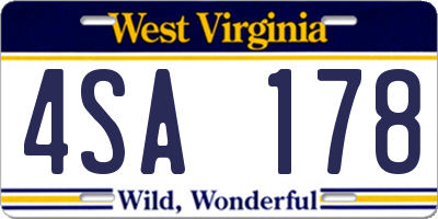 WV license plate 4SA178