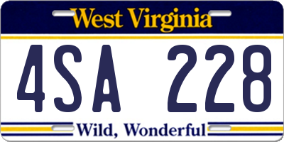 WV license plate 4SA228
