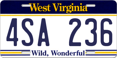 WV license plate 4SA236