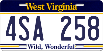 WV license plate 4SA258