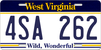 WV license plate 4SA262