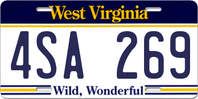 WV license plate 4SA269