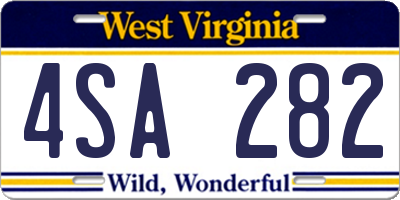 WV license plate 4SA282