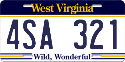 WV license plate 4SA321