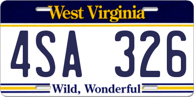 WV license plate 4SA326