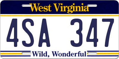 WV license plate 4SA347