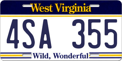 WV license plate 4SA355