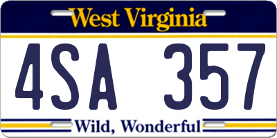 WV license plate 4SA357