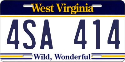 WV license plate 4SA414