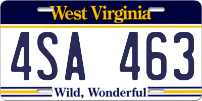 WV license plate 4SA463