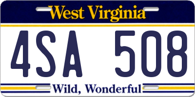 WV license plate 4SA508