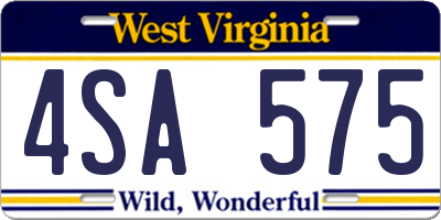 WV license plate 4SA575