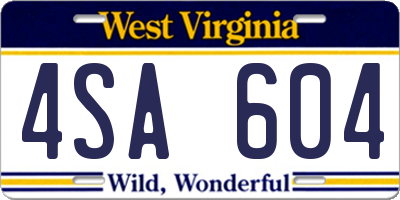 WV license plate 4SA604