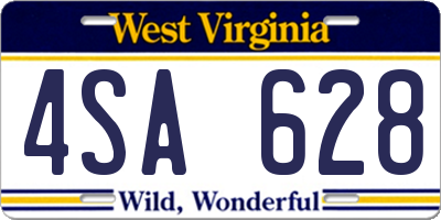 WV license plate 4SA628